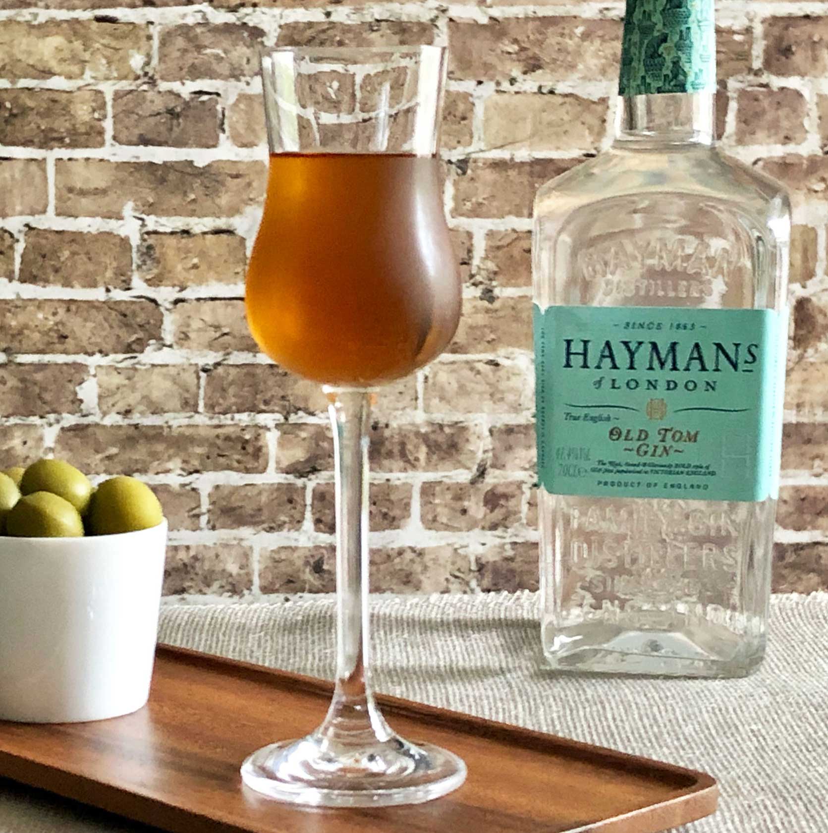 An example of the The Spring Cocktail, the mixed drink (cocktail), adapted from the Savoy Cocktail Book by Erik Ellestad, featuring Hayman’s Old Tom Gin, Bonal Gentiane-Quina, Bénédictine, and orange bitters; photo by Lee Edwards