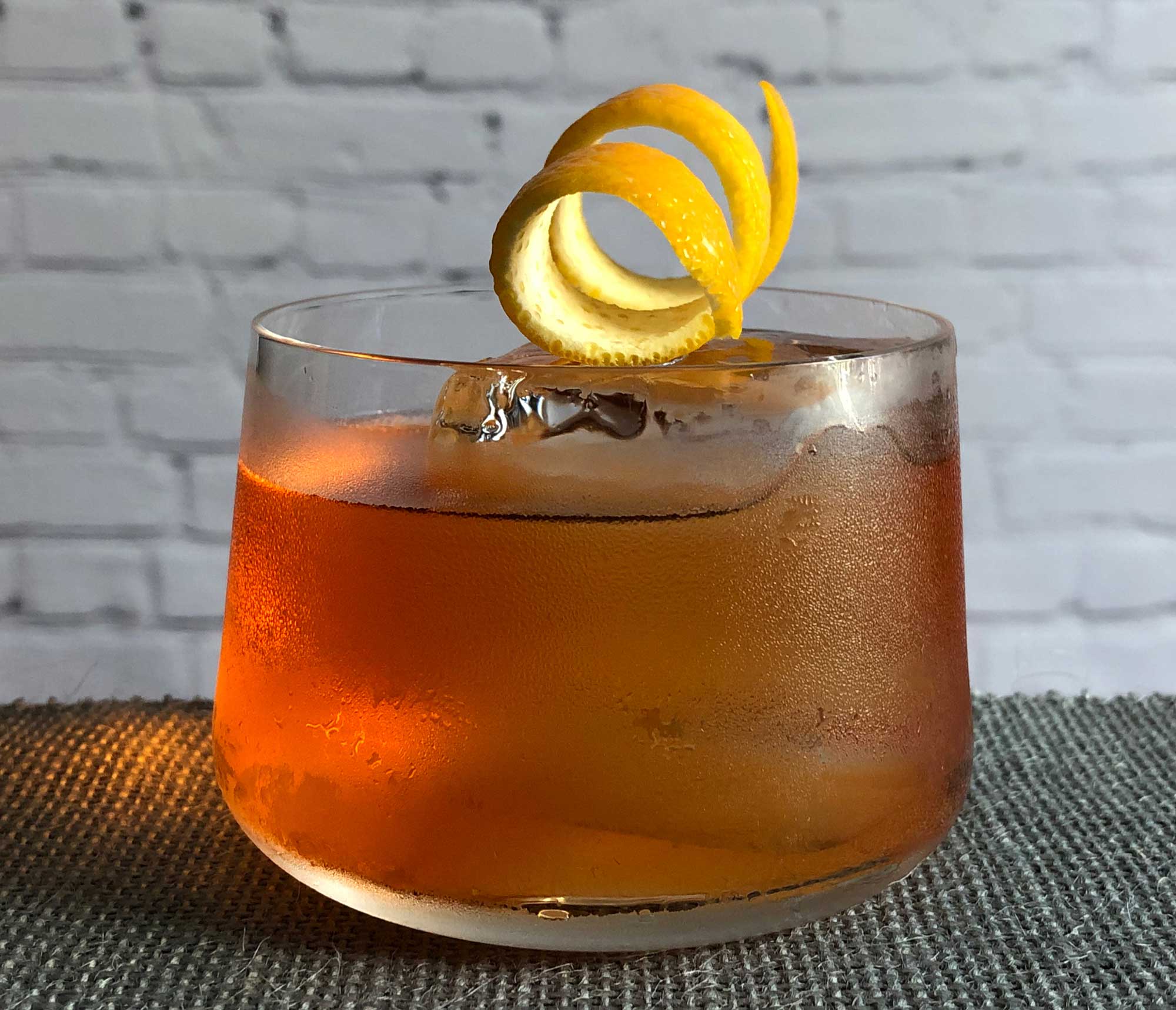 An example of the Old Pal, the mixed drink (cocktail) featuring bourbon whiskey, Aperitivo Cappelletti, and Dolin Dry Vermouth de Chambéry; photo by Lee Edwards