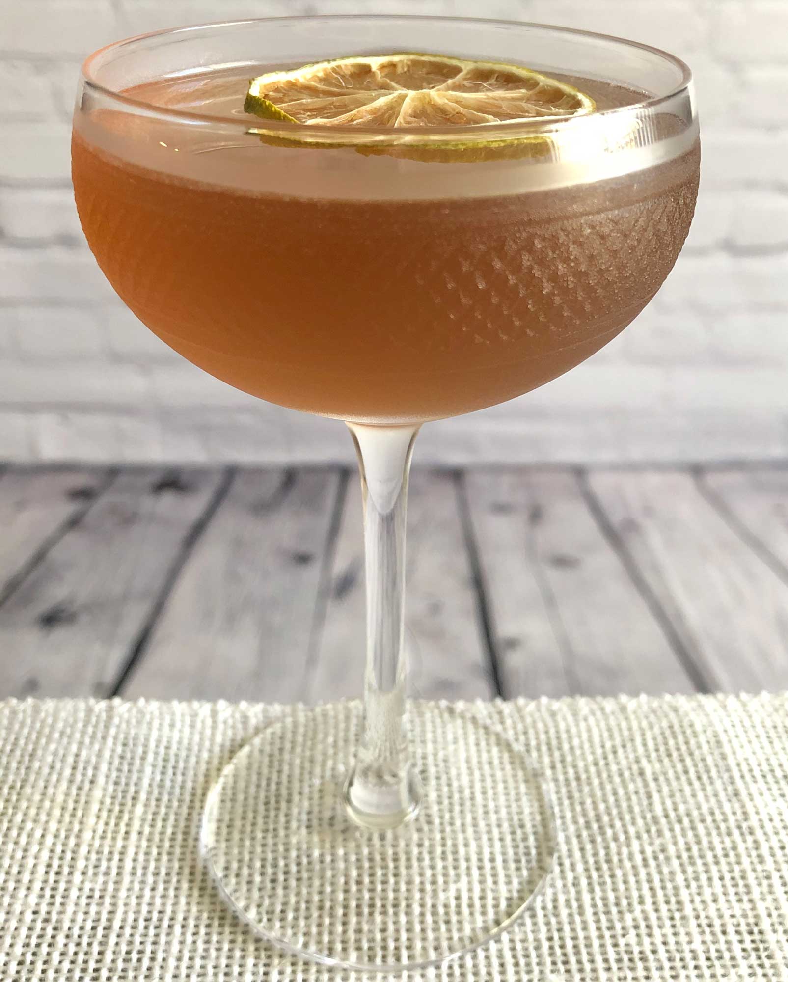 An example of the Daytime Daiquiri, the mixed drink (cocktail), by Jen Davis, The Eddy, Providence, Rhode Island, featuring Dolin Rouge Vermouth de Chambéry, lime juice, simple syrup, and light rum; photo by Lee Edwards