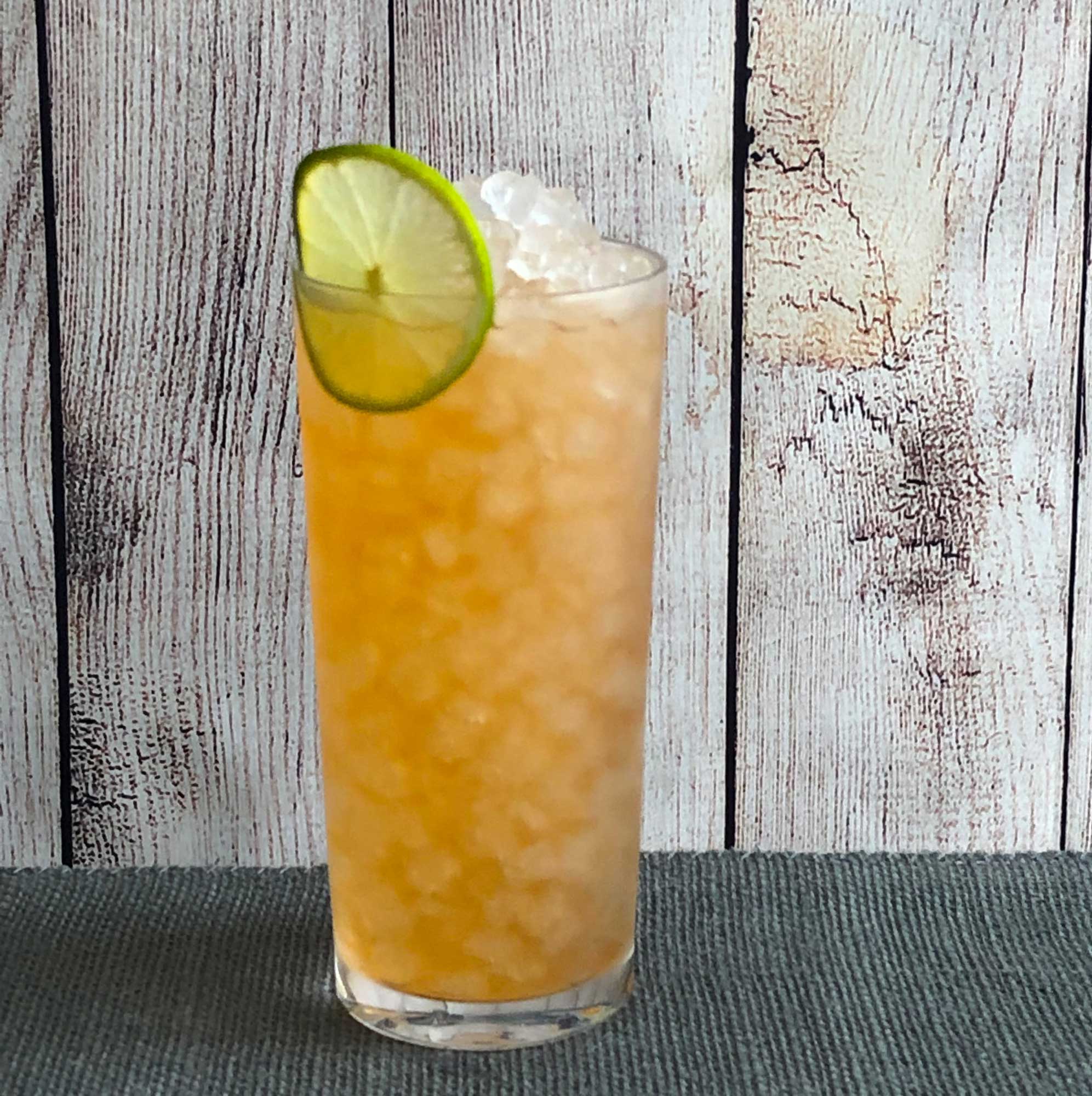 An example of the Barbados Redux, the mixed drink (cocktail) featuring The Scarlet Ibis Trinidad Rum, John D. Taylor’s Velvet Falernum, lime juice, and Angostura bitters; photo by Lee Edwards