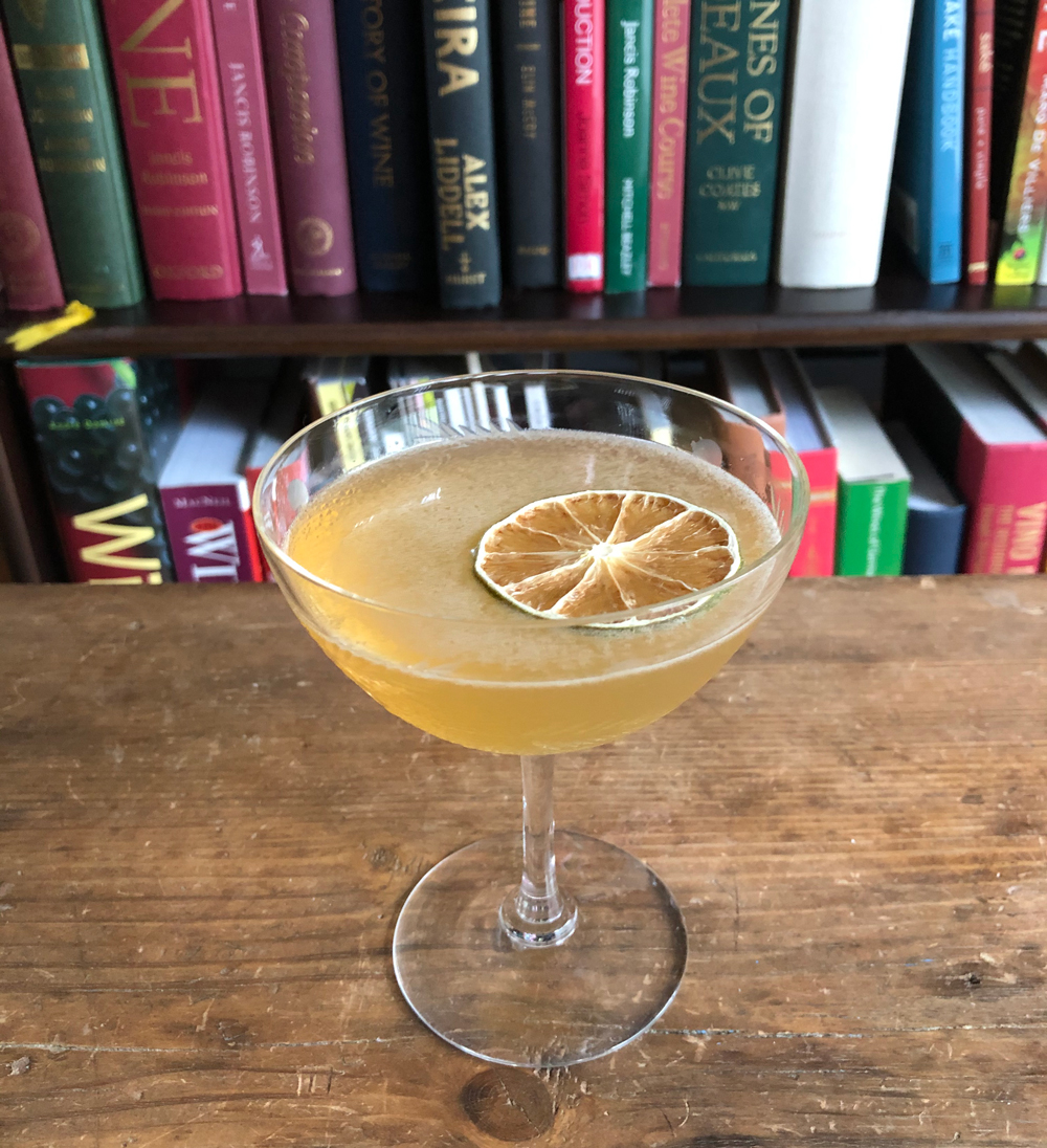 An example of the Jamaica Daiquiri, the mixed drink (cocktail) featuring Smith & Cross Traditional Jamaica Rum, lime juice, simple syrup, and Angostura bitters; photo by Lee Edwards