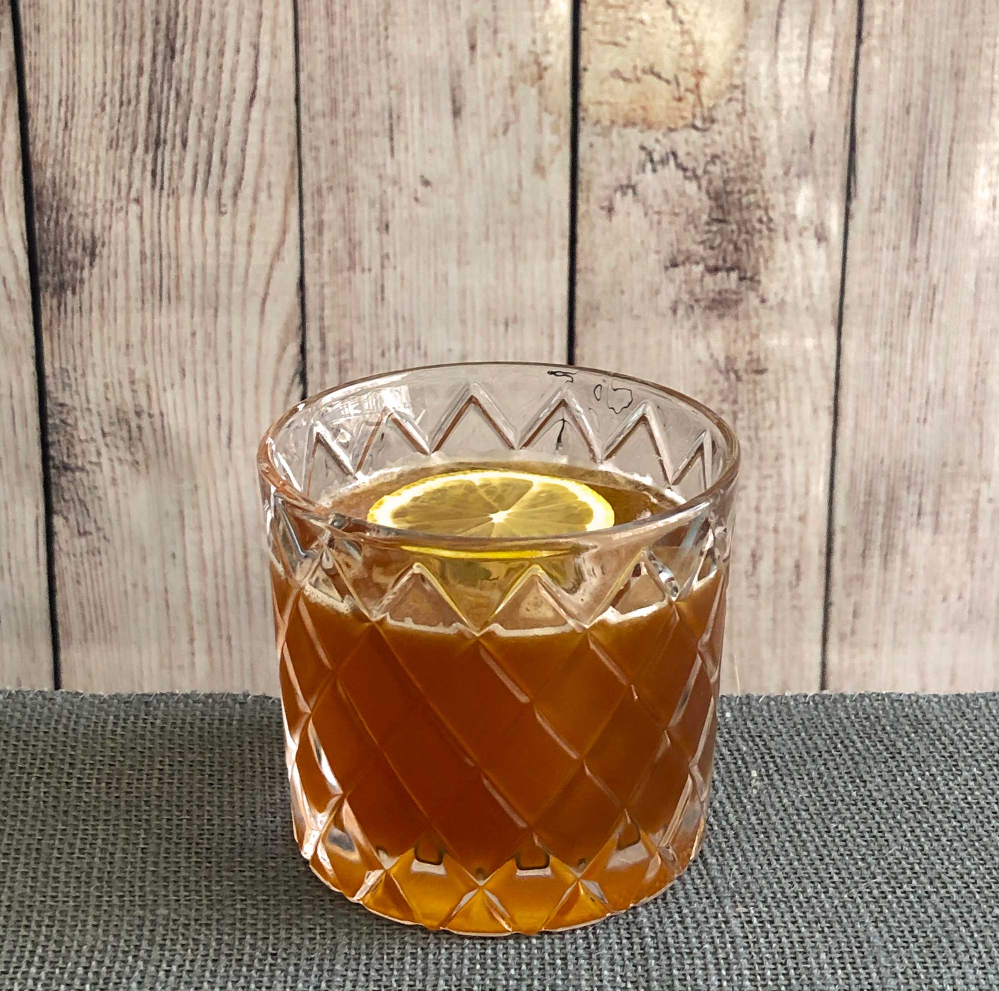 An example of the Campfire Sour, the mixed drink (sour) featuring Amaro Sfumato Rabarbaro, bourbon whiskey, and lemon juice; photo by Lee Edwards