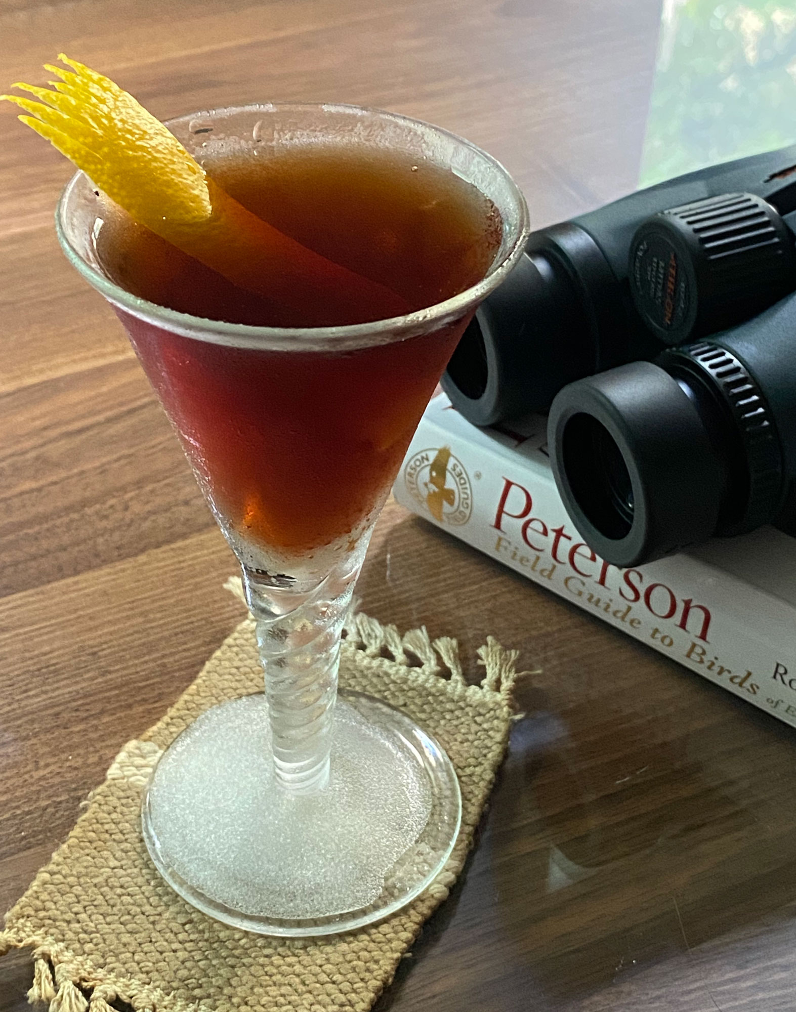 An example of the Lower Heights, the mixed drink (cocktail) featuring Cardamaro Vino Amaro, Pasubio Vino Amaro, and Angostura bitters; photo by Martin Doudoroff