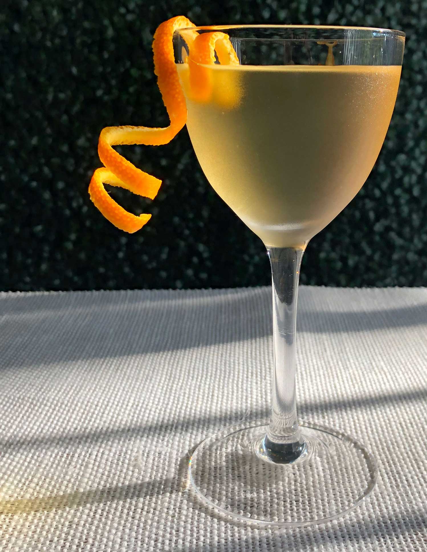 An example of the The Stirrup, the mixed drink (cocktail) featuring blanco tequila, Comoz Vermouth Blanc, and KRONAN Swedish Punsch; photo by Lee Edwards