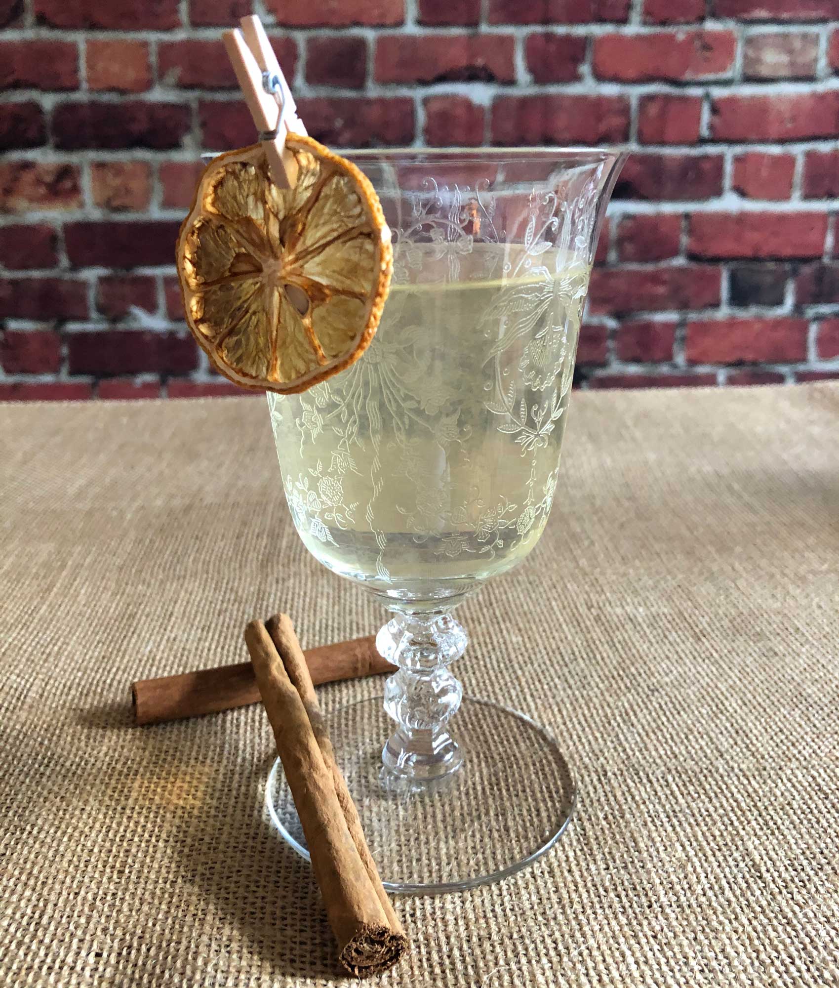 An example of the Extra Cover, the mixed drink (cocktail) featuring hot water, The Scarlet Ibis Trinidad Rum, John D. Taylor’s Velvet Falernum, and lemon juice; photo by Lee Edwards