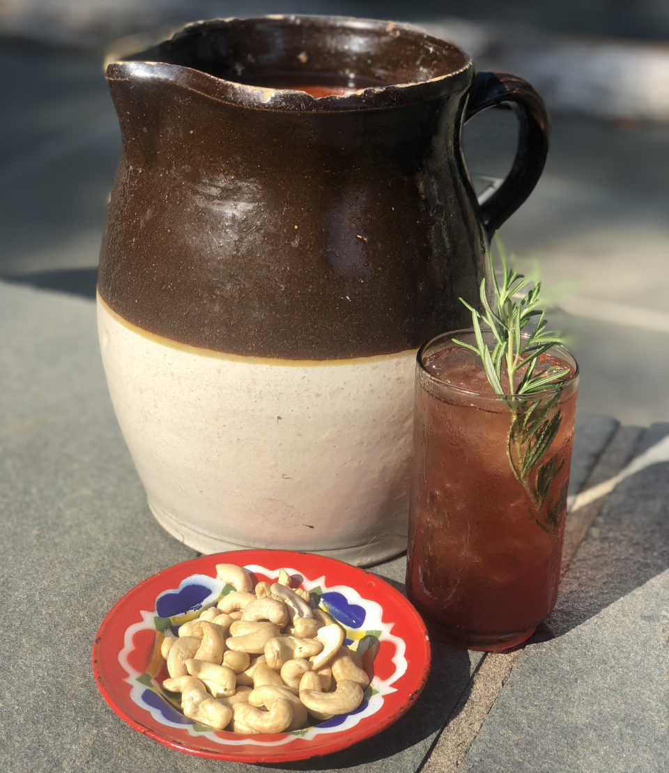 An example of the Scobey Doo, the mixed drink (cocktail) featuring kombucha, and Averell Damson Plum Gin Liqueur; photo by Scott Krahn